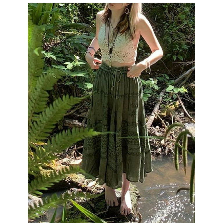 VTG Y2K Skirt Tiered Midi Sequin Fairy Grunge Whimsigoth