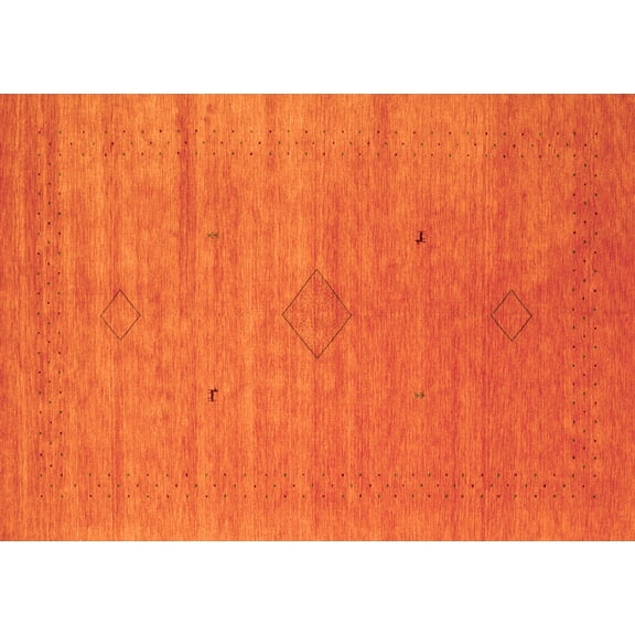 Ahgly Company Indoor Rectangle Abstract Orange Contemporary Area Rugs, 5' x 7'