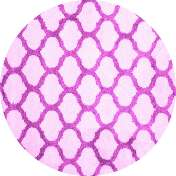 Ahgly Company Indoor Round Trellis Pink Contemporary Area Rugs, 3' Round