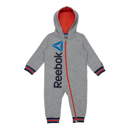 Reebok Baby Boy Hooded Romper, Sizes 0/3-24 Months