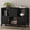 Black, variant on EYYTHUNG Fluted Storage Organizer Bookshelf, Modern Cube Bookcase with 3 Open Shelf and 3 Cabinets with Doors, Black