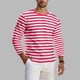 thumbnail image 1 of Ceisia Men's Spring Fall Casual Regular Fit Crew Neck Long Sleeve T-Shirt Multi-Color Striped Cotton-Like Jersey Stretch Fabric Red L Gifts, 1 of 6