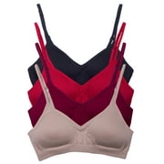 Kalon 4 Pack Women's Demi Wireless Padded Bralette Hook and Eye Bra Back