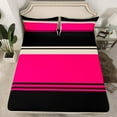 thumbnail image 2 of Manfei Modern Geometric Aesthetic Bed Sheets,Stripes Lines King Sheets,Pink Black Sheet Set For Children,Microfiber Bedroom Decor,4 Pieces, 2 of 7
