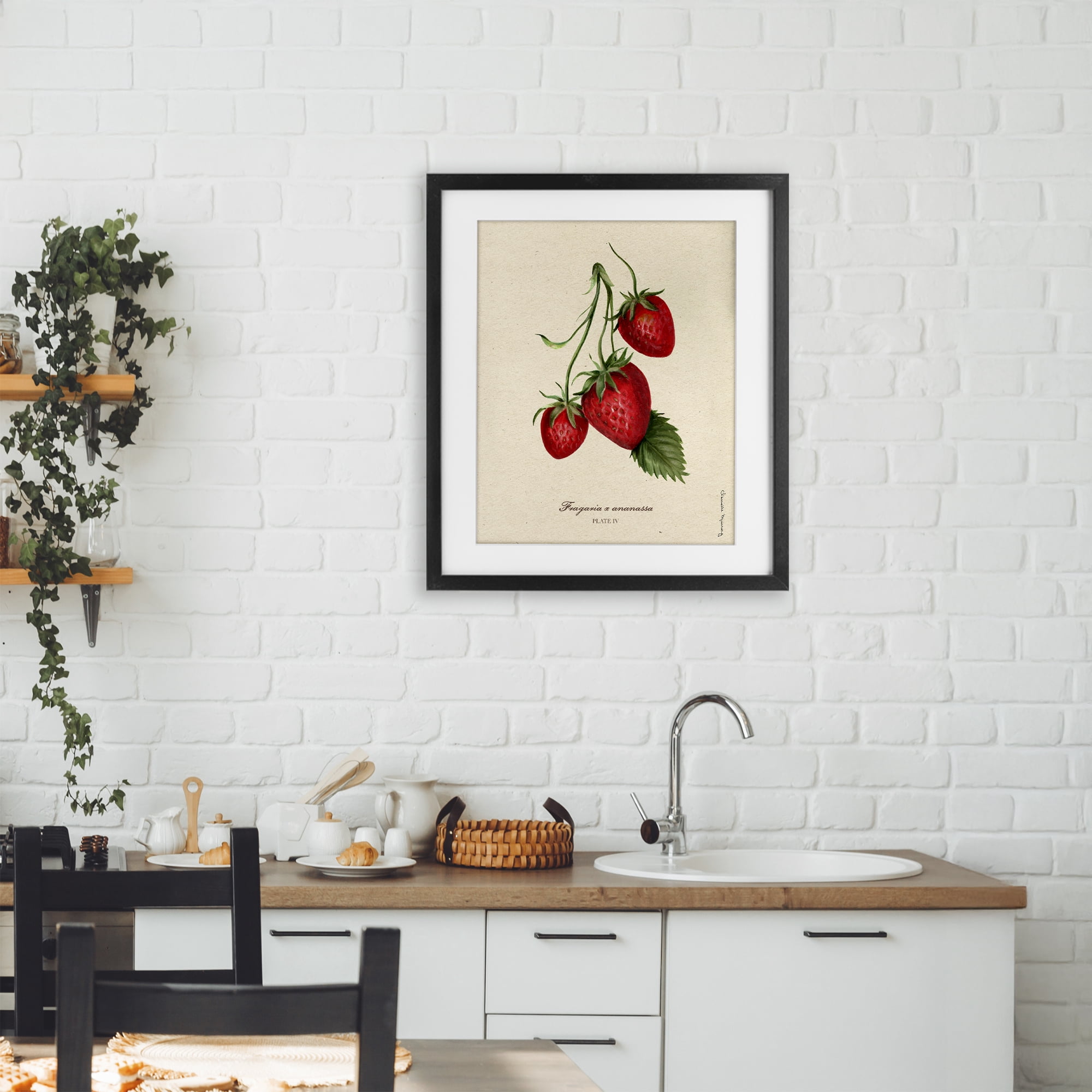 Stupell Industries Strawberry Fruit Portrait Black Framed Print Under Glass, design by Danielle Murray