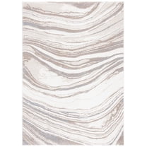 SAFAVIEH Cyrus Henderson Abstract Shag Area Rug, Ivory/Gray, 5'5" x 7'6"