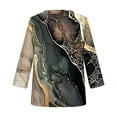 thumbnail image 4 of Jsaierl 3/4 Length Sleeve Womens Silk Satin Tops Casual V Neck Shirts Cute Print Ladies Blouses Classic Elegant Tunic Top S-5XL, 4 of 5