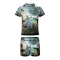 thumbnail image 5 of Alice in Wonderland Boys 2-Piece Swimsuit Set, Short Sleeve Rash Guard & Swim Trunks, 5 of 7