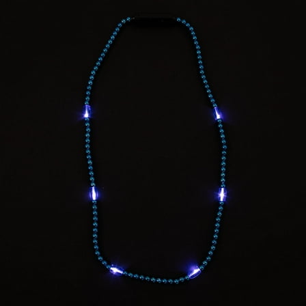 Fun Express 33" Blue Light-Up LED Plastic Beaded Breakaway Necklaces – 6 Pieces