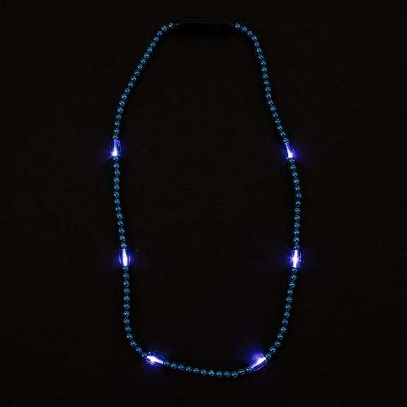 Fun Express 33" Blue Light-Up LED Plastic Beaded Breakaway Necklaces – 6 Pieces
