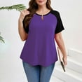 thumbnail image 2 of Plus Size Tops for Women Short Sleeve Raglan Tunic Casual Colorblock Shirts Oversized Crewneck eyhole Blouse, 2 of 7