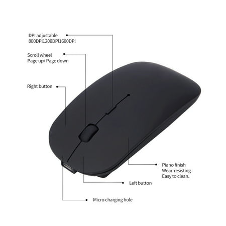 Slim 4 Bottons Silent Mate Rechargeable Bluetooth Wireless Mouse Mice for