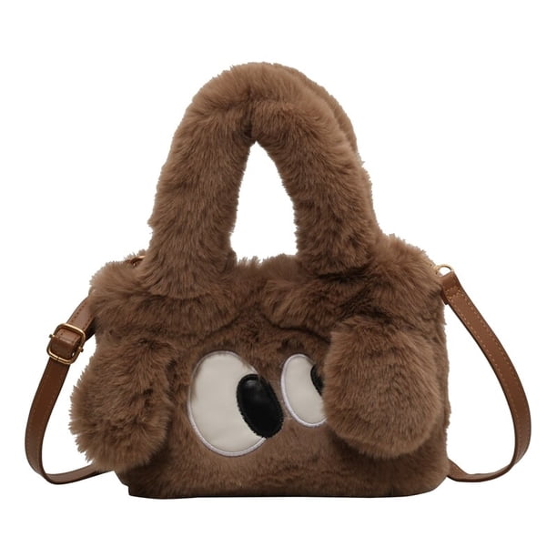 Bolso de mano pequeño de felpa para mujer, bolsa de mensajero peluda, bolso de hombro de piel Y2K, bolso de diseñador de lujo, Ojos de invierno, lindo xuanjing unisex