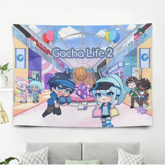 YOUJIANGYUN Gacha Life-Theme Anti-pilling Tapestry Gift Wall Hanging Backdrop for Room Bedroom Girls Fans Background Banner Party Birthday Supplies Decor