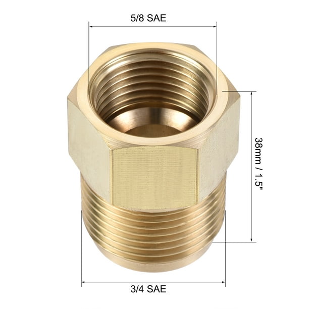 Uxcell 3/4 SAE Flare Male 5/8 SAE Female Thread Connector Brass Pipe Fitting