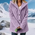 thumbnail image 5 of Perfectbot Women's Sherpa Hooded Coat, Button Down Chunky Cable Warm Winter Outerwear with Pockets, 5 of 8
