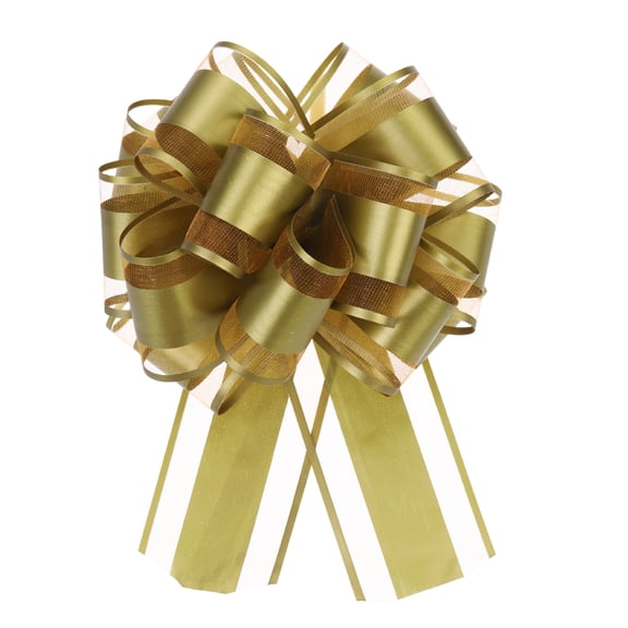 5 Pcs 4 Inch Large Big Pull Bow Organza Gift Wrapping Bows Ribbon for Wedding Car Baskets Presents Christmas Bow, Gold