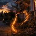 thumbnail image 4 of Phoenix Fire Effect Solar Garden Stake Light, Magical Warm Night Glow Art Decoration for Pathway Lawn Entryway Backyard Evening Garden Display, 4 of 7