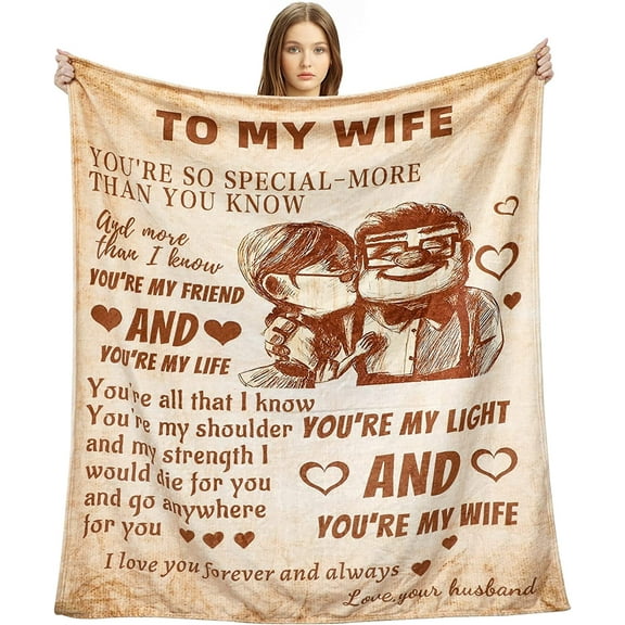 Gifts for Wife Blanket from Husband I Love You Wedding Anniversary Birthday Christmas Valentine's Mother's Day Blankets Romantic Present Gift for Her Women (60x50inch)
