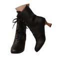 thumbnail image 6 of YLYL Mid Calf Boots for Women Cuban Heel Lace up Vintage Victorian Costume Goth Witch Granny Boots, 6 of 9
