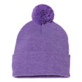 thumbnail image 1 of Sportsman Pom-Pom 12 Knit Beanie, One Size, Heather Purple, 1 of 2