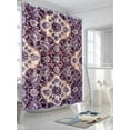thumbnail image 3 of Boanket Polyester Fabric Purple Boho Shower Curtain, Farmhouse Ethnic Abstract Floral Pattern Waterproof Bathtub Curtain Bathroom Decor Set with Hooks 54 x 78 Inches,, 3 of 6