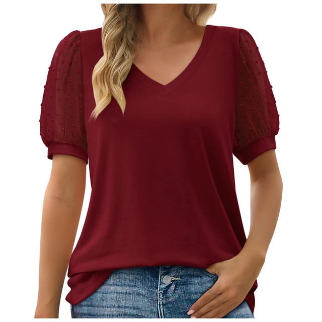 XMMSWDLA Chemise d'Été pour Femmes en Liquidation, Tunique Ample à Boutons Imprimée Col Rond Grande Taille Décontractée pour Femmes, Hauts d'Entraînement Vin