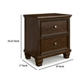 thumbnail image 5 of Benjara BM328175 Reno Nightstand - 2 Drawers - Nickel Round Knobs - Rich Brown Solid Wood, 5 of 5