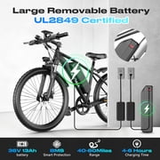 Electric Bike for Adults,1200W Peak Ebike, 50Miles 25MPH Commuting Electric Mountain Bike, 26 Adult Electric Bicycle with Removable Battery, 21 Speed,UL All Terrain E-Bike (Silver-55 Miles)
