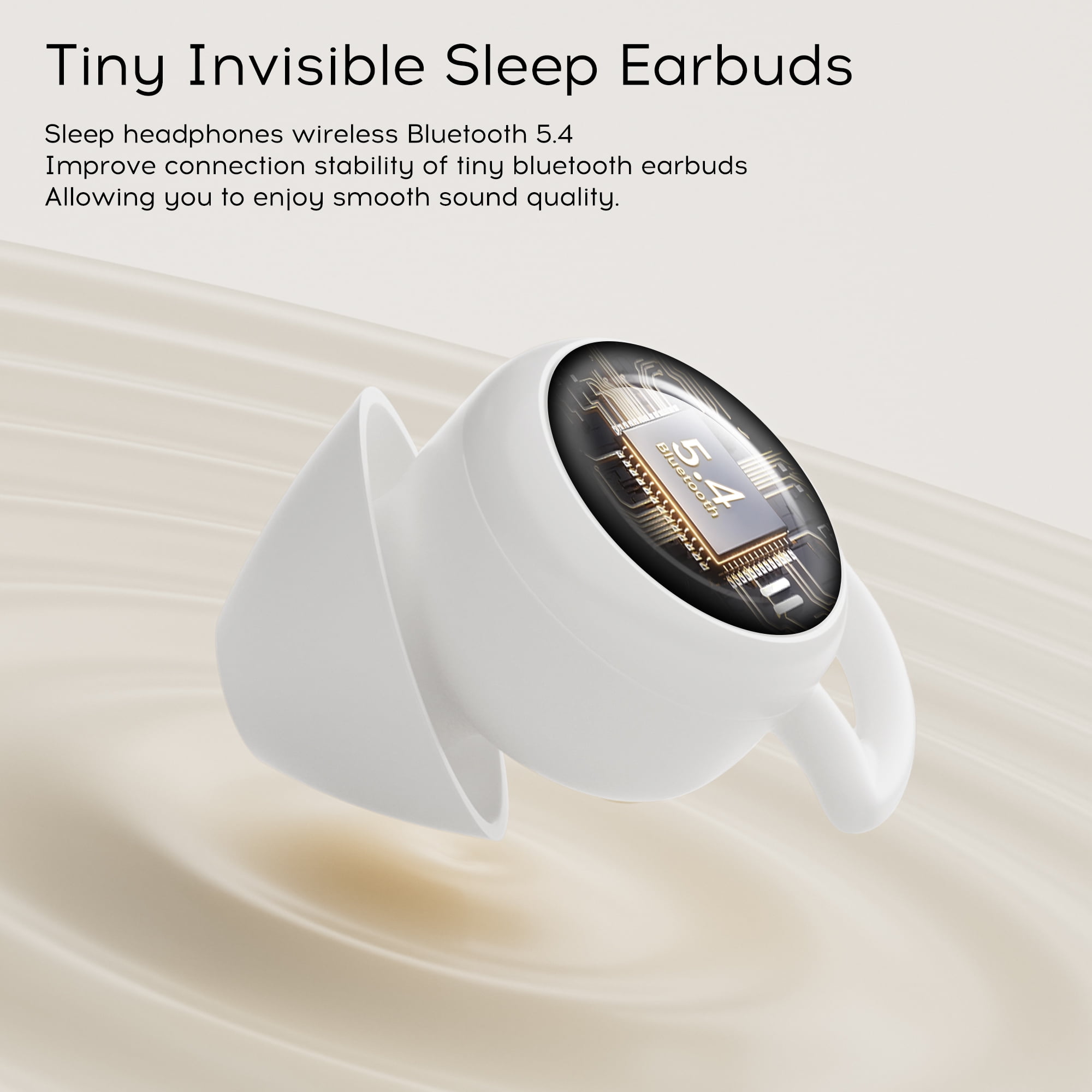 sunvito Sleep Earbuds, Mini Sleep Earbuds for Side Sleepers, 30H Playtime Wireless Headphones with LED Earphones for Small Ears Sleeping Working, Exercise,Hiking,White