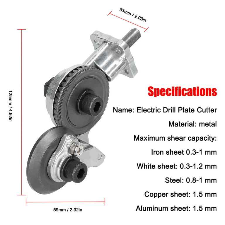 Electric Drill Metal Plate Auxiliary Cutter 0.8mm Metal Iron Tin Plate Quick Cutting Tool Labor-saving Electric Drill Cutter Accessory Retrofit Shears