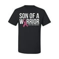 thumbnail image 2 of Wild Bobby Son of A Warrior Breast Cancer Ribbon Breast Cancer Awareness Men Tee, Black, Small, 2 of 6