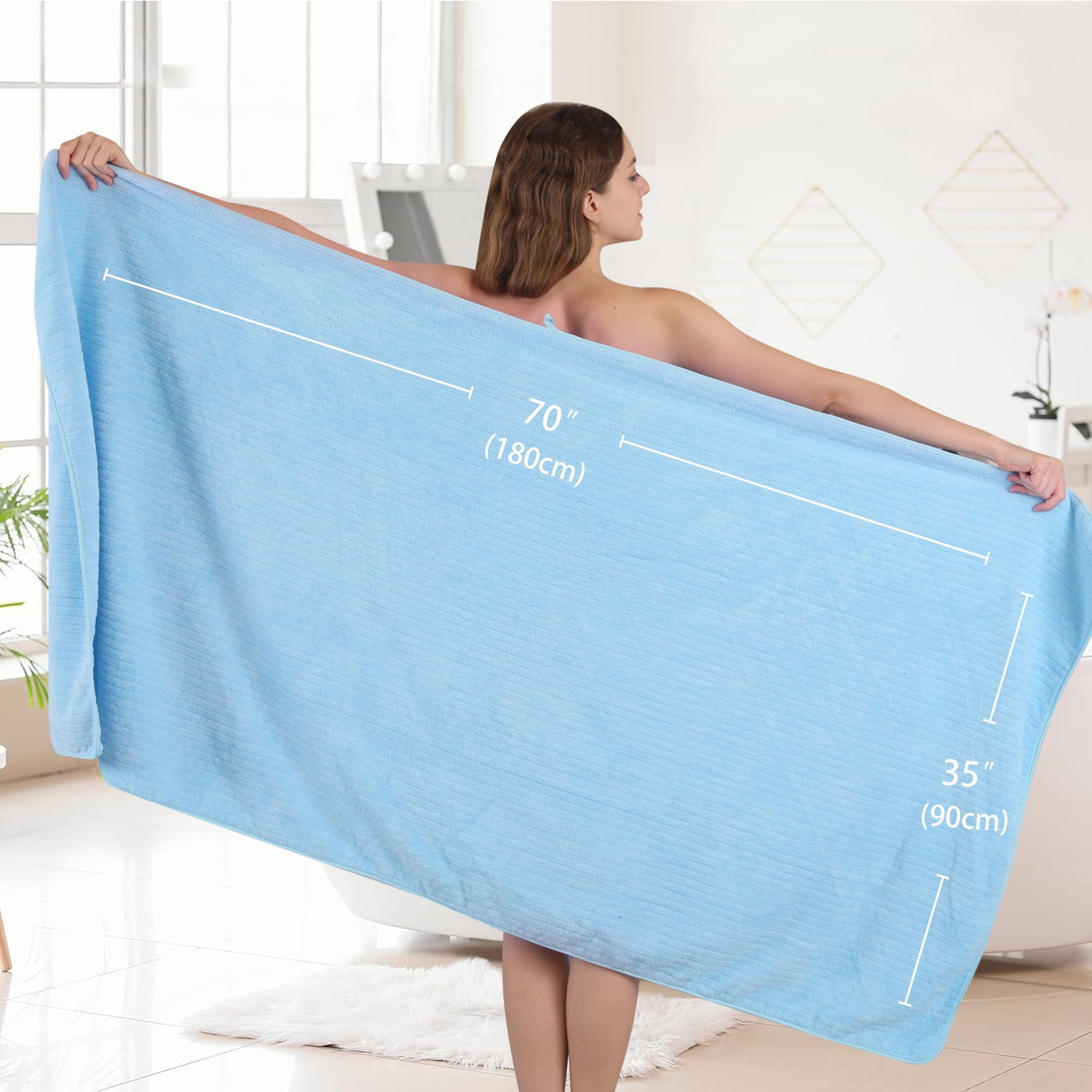 Covina Home 4 Pack Light Blue Bath Towel Set Microfiber Bathroom Towel Set Ultra Soft Plush Oversized Towels Adult Luxury Bath Sheet