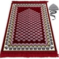 thumbnail image 1 of Tapis de Prière Modefa - Velours Fin Namaz Sajadah Janamaz Floral Marguerite Arche (Rouge), 1 of 5