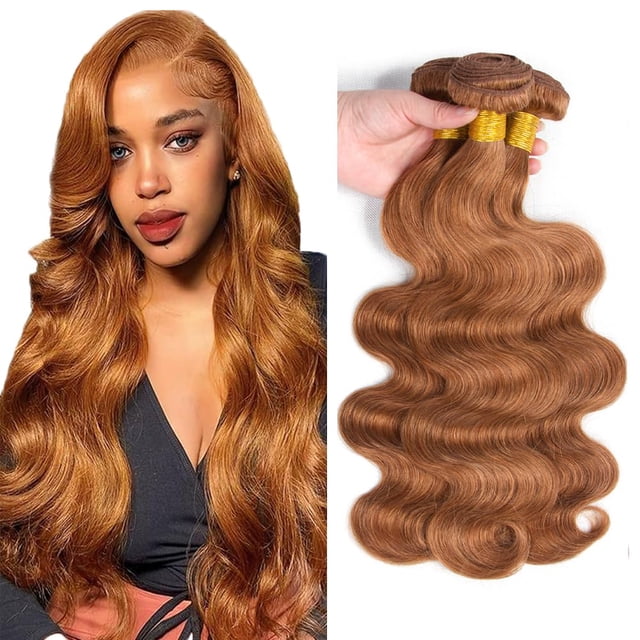 Paquetes de cabello humano Auokmar Brown Body Wave, 3 x 28 — 32 cm, 8 A