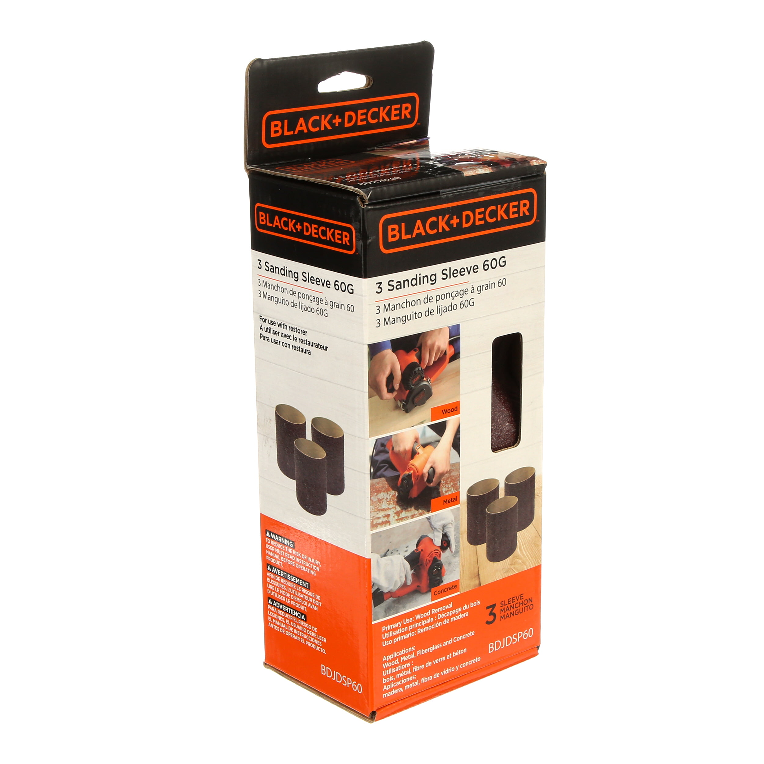 BLACK+DECKER BDJDSP60 60 Grit Sanding Sleeves 3 Pack