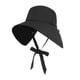 thumbnail image 3 of Sombrero de pescador ajustable y elegante con protección solar para playa Negro, 3 of 9