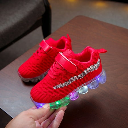 

Babysbule Clearance Girls Shoes Children Kid Baby Girls Boys Bling Led Luminous Sport Run Sneakers Casual Shoes