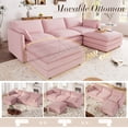 thumbnail image 4 of Muumblus Sectional Cloud Couch with Reversible Ottoman, L-Shaped Chenille Sofa for Living Room, Pink, 4 of 9