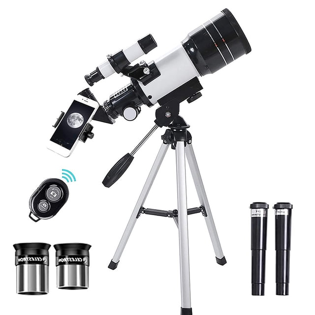 Telescope, 70mm Aperture 300mm Astronomical Refracting Telescope For Beginners, Travel Telescope With Mobile Phone Holder And Remote