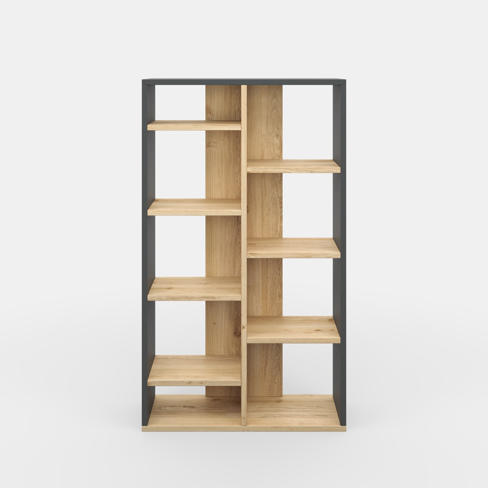 Ada Home Decor Keota Multiple Tier Open Shelf Modern Bookcase, Anthracite/Oak