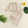 thumbnail image 5 of yboeqw Toddler Girl 2Pcs Outfit Ruffle Collar Long‑Sleeve Top & Pants Soft Casual Loungewear Set for Little Girls,Size 3-4 Years, 5 of 5