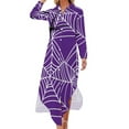 thumbnail image 2 of Robe Décontractée Halloween Toile d'Araignée Mode de Rue Robes Manches Longues Femmes Design Col en V Robe en Chiffon Surdimensionnée, 2 of 5