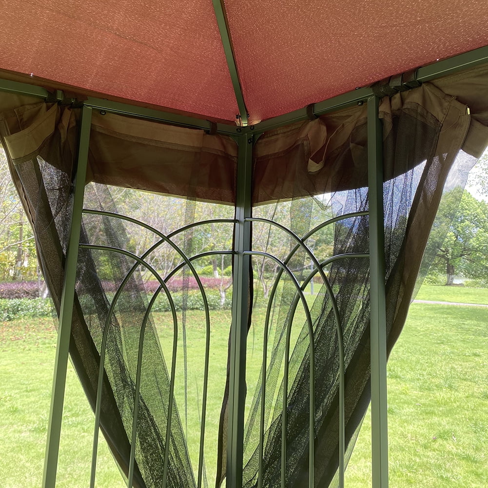 Kadyn 10x10Ft Outdoor Party Tent, Wedding Party Tent with Ventilated Double Roof and Mosquito net(Detachable Mesh Screen On All Sides), Wedding Sun Shelter for Backyard, Deck,Brown Top Kadyn 10x10Ft Outdoor Party Tent, Wedding Party Tent with Ventilated Double Roof and Mosquito net(Detachable Mesh Screen On All Sides), Wedding Sun Shelter for Backyard, Deck,Brown Top