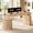 Oak, variant on SEDETA 57" Electric Standing Desk with Storage, Height Adjustable Curved Fluted Computer Desk with Cabinets & Power Strip, Home Office Desk with Charging Station, Boho Style, Oak
