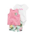 thumbnail image 1 of Baby Girls' 3 Piece Tank Set With Printed Shorts 6 Months, 1 of 2