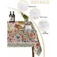 thumbnail image 5 of Boho Beige Flowers Rectangle Tablecloth, Spring Abstract Watercolor Floral Leaf Waterproof & StainResistant Tablecloth, Washable Oil-proof Table Cover for Dining/Party/Wedding/Camping/Buffet 52x70 In, 5 of 9