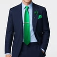 thumbnail image 3 of Vivid Green Ties for Men Silk Satin Necktie and Pocket Square Cufflinks Tie Clip Lapel Pin Set Wedding Business 5PCS, 3 of 5