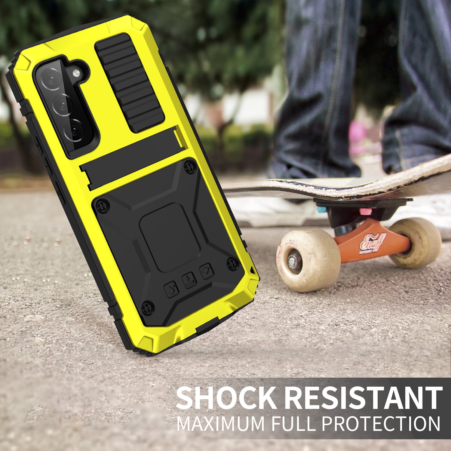 Samsung S23 Plus Rugged Full-Body Case, Metal Bumper Built-in Screen Protector&Kickstand,Dustproof Drop-Proof,Full Body Protection Heavy Duty Rugged Military Cover For Samsung Galaxy S23 Plus, Yellow