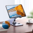 thumbnail image 1 of Cell Phone Stand, Adjustable Angle Folding Cell Phone Stand, Desktop Tablet Stand, Compatible with All Mobile Phones, Tablets for Home Travel Office, 1 of 7